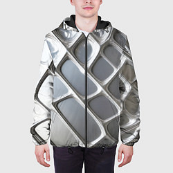 Куртка с капюшоном мужская Полированный металл серебряный, цвет: 3D-черный — фото 2