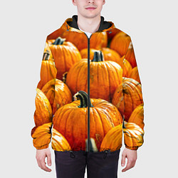 Куртка с капюшоном мужская Много тыкв, цвет: 3D-черный — фото 2