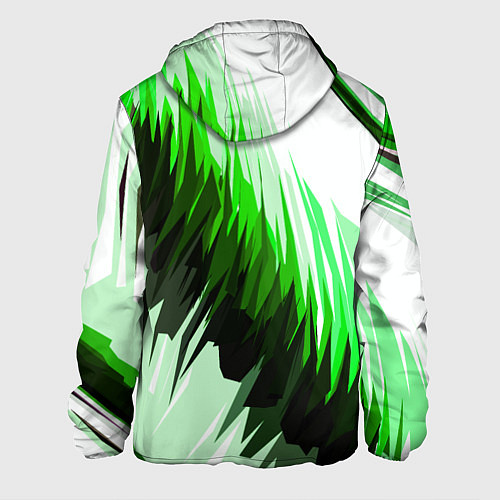 Мужская куртка Чёрно-зелёные острые полосы на белом фоне / 3D-Черный – фото 2