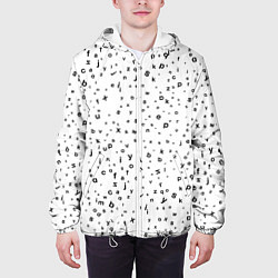 Куртка с капюшоном мужская Паттерн латиница, цвет: 3D-белый — фото 2
