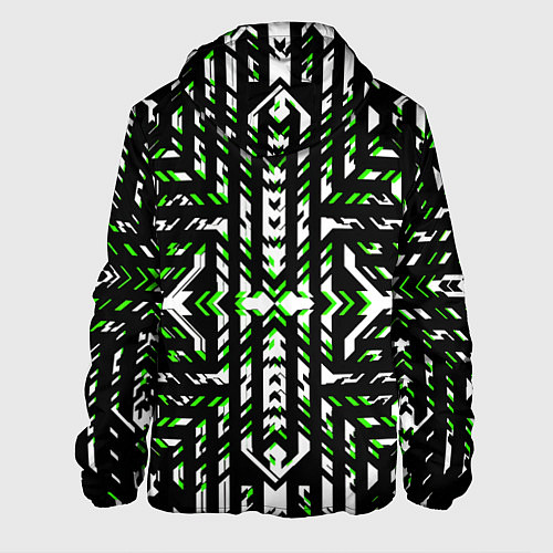 Мужская куртка Чёрно-зелёный диагональные полосы на белом фоне / 3D-Черный – фото 2