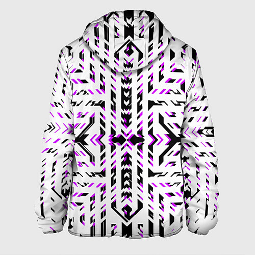 Мужская куртка Чёрно-фиолетовые диагональные полосы на белом фоне / 3D-Черный – фото 2