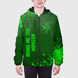 Куртка с капюшоном мужская Bring Me the Horizon - green gradient вертикально, цвет: 3D-черный — фото 2