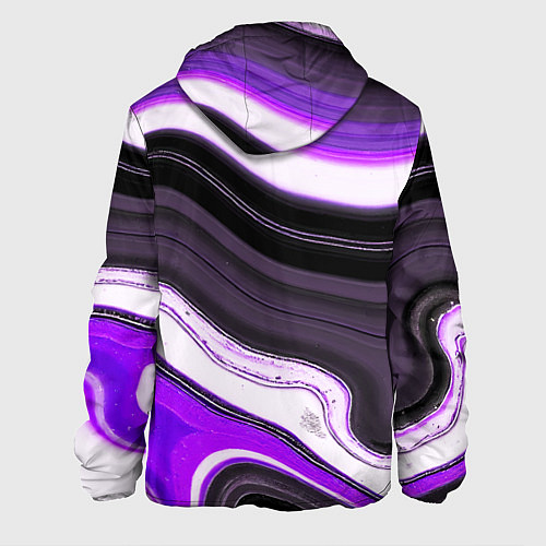 Мужская куртка Волнистые горизонтальные чёрно-фиолетовые полосы н / 3D-Черный – фото 2