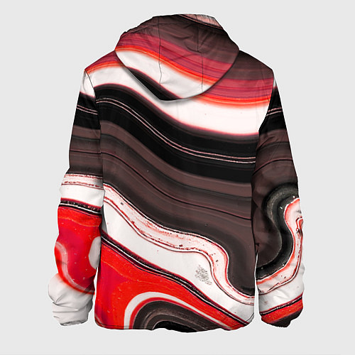 Мужская куртка Волнистые горизонтальные чёрно-красные полосы на б / 3D-Черный – фото 2