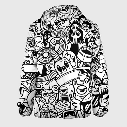 Мужская куртка Black and white doddle monsters / 3D-Черный – фото 2