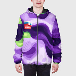 Куртка с капюшоном мужская Фиолетовый камуфляж Россия, цвет: 3D-черный — фото 2