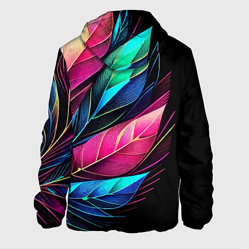 Мужская куртка Букет из цветных перьев - неон / 3D-Черный – фото 2