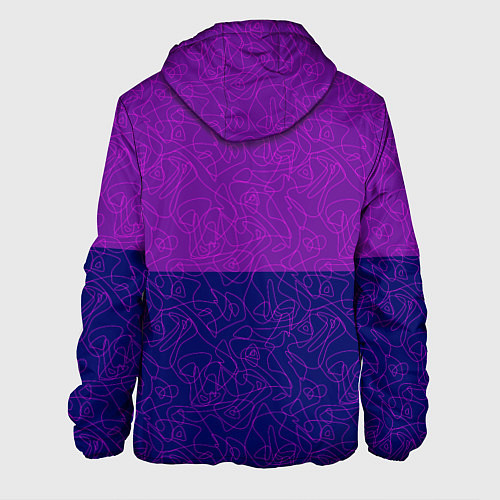 Мужская куртка Фиолетовый синий узор с абстрактными линиями / 3D-Черный – фото 2