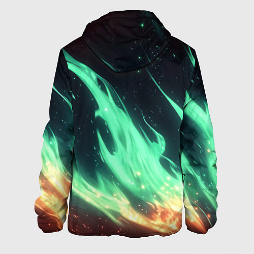 Мужская куртка Зеленое абстрактное пламя / 3D-Черный – фото 2