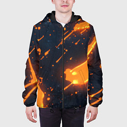 Куртка с капюшоном мужская Оранжевая краска в движении, цвет: 3D-черный — фото 2