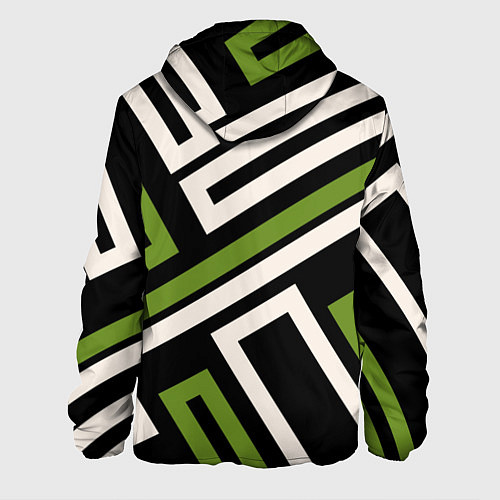 Мужская куртка Прямоугольники по диагонали-зеленый, черный / 3D-Черный – фото 2
