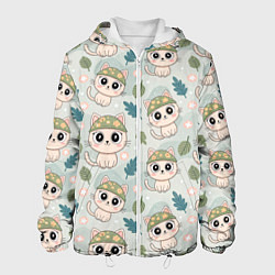 Куртка с капюшоном мужская Кошачий камуфляж каваи, цвет: 3D-белый