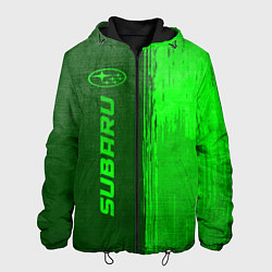Куртка с капюшоном мужская Subaru - green gradient по-вертикали, цвет: 3D-черный