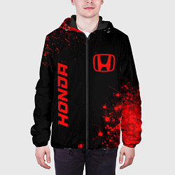 Куртка с капюшоном мужская Honda - red gradient вертикально, цвет: 3D-черный — фото 2