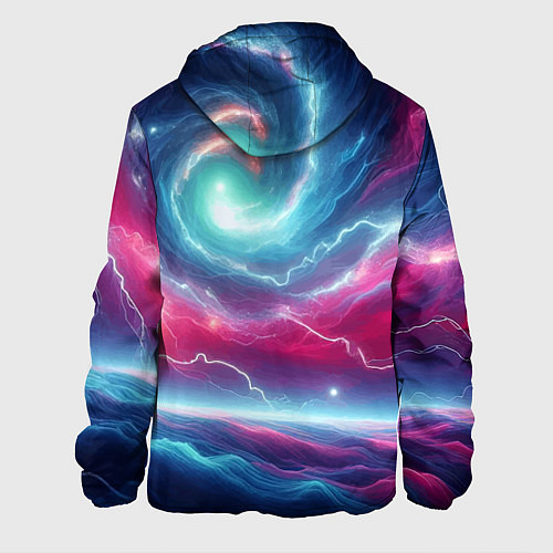 Мужская куртка Spiral neon galaxy - ai art fantasy / 3D-Черный – фото 2