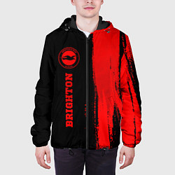 Куртка с капюшоном мужская Brighton - red gradient по-вертикали, цвет: 3D-черный — фото 2