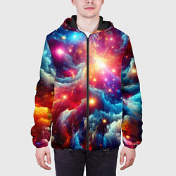 Куртка с капюшоном мужская Colorfull neon space clouds - ai art fantasy, цвет: 3D-черный — фото 2