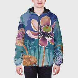 Куртка с капюшоном мужская Красочный цветок, цвет: 3D-черный — фото 2