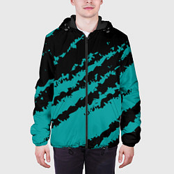 Куртка с капюшоном мужская The color is black and light blue, цвет: 3D-черный — фото 2