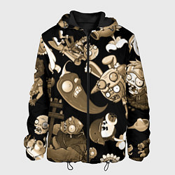 Куртка с капюшоном мужская Растения против зомби в бежевом цвете, цвет: 3D-черный