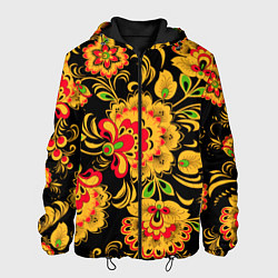 Куртка с капюшоном мужская Хохлома - роспись, цвет: 3D-черный