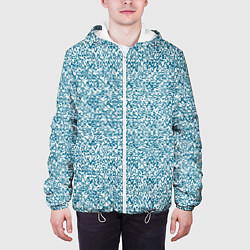 Куртка с капюшоном мужская Бело-синий текстурный, цвет: 3D-белый — фото 2