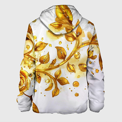 Мужская куртка Золотые листья на белом / 3D-Черный – фото 2