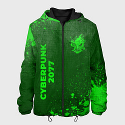 Куртка с капюшоном мужская Cyberpunk 2077 - green gradient вертикально, цвет: 3D-черный