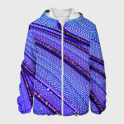 Куртка с капюшоном мужская Синий блестящий паттерн, цвет: 3D-белый