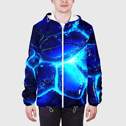 Куртка с капюшоном мужская Синие плиты лед, цвет: 3D-белый — фото 2