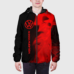 Куртка с капюшоном мужская Volkswagen - red gradient по-вертикали, цвет: 3D-черный — фото 2