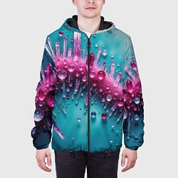 Куртка с капюшоном мужская Розовые кристаллы, цвет: 3D-черный — фото 2