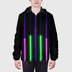 Куртка с капюшоном мужская Color Purple green pink, цвет: 3D-черный — фото 2