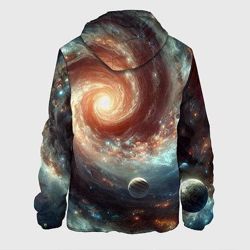 Мужская куртка Далёкая неоновая галактика - нейросеть / 3D-Черный – фото 2