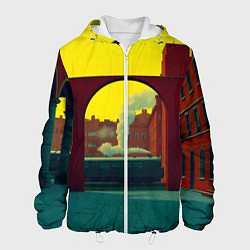 Куртка с капюшоном мужская Арт с поездом, цвет: 3D-белый