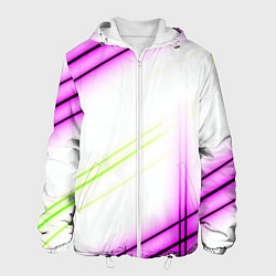 Куртка с капюшоном мужская Green white pink line, цвет: 3D-белый
