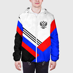 Куртка с капюшоном мужская Герб России - минимализм, цвет: 3D-белый — фото 2