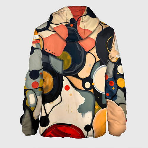 Мужская куртка Абстракция с кругами и краской / 3D-Черный – фото 2