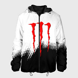 Куртка с капюшоном мужская Monster energy чёрно белые краски, цвет: 3D-черный