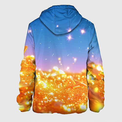 Мужская куртка Золотые шарики на голубом фоне / 3D-Черный – фото 2