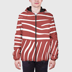 Куртка с капюшоном мужская Полоски красной зебры, цвет: 3D-черный — фото 2