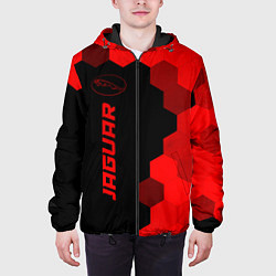 Куртка с капюшоном мужская Jaguar - red gradient по-вертикали, цвет: 3D-черный — фото 2