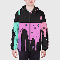 Куртка с капюшоном мужская Стекающая краска текстура, цвет: 3D-черный — фото 2