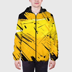 Куртка с капюшоном мужская Желтая краска на черном фоне, цвет: 3D-черный — фото 2