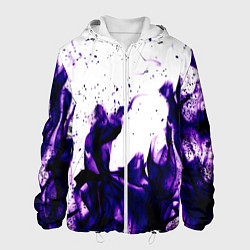 Куртка с капюшоном мужская Фиолетовый огонь текстура, цвет: 3D-белый