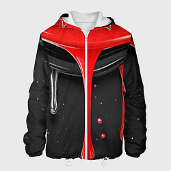 Куртка с капюшоном мужская Красная и черная краска текстура, цвет: 3D-белый