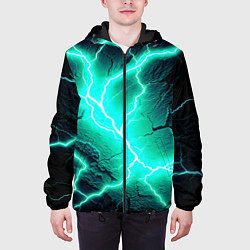 Куртка с капюшоном мужская Color light blue black, цвет: 3D-черный — фото 2