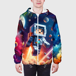 Куртка с капюшоном мужская Космонавт в неоновом космосе - Майнкрафт, цвет: 3D-белый — фото 2