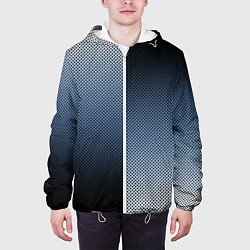 Куртка с капюшоном мужская Чёрно-синий текстурированный градиент пополам, цвет: 3D-белый — фото 2